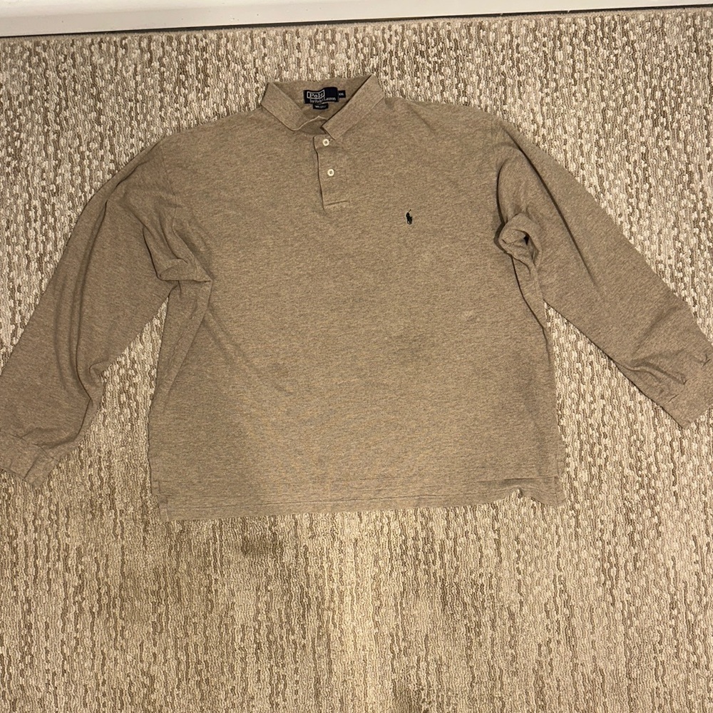 Polo by Ralph Lauren Men's Beige Long Sleeve Polo.(328)